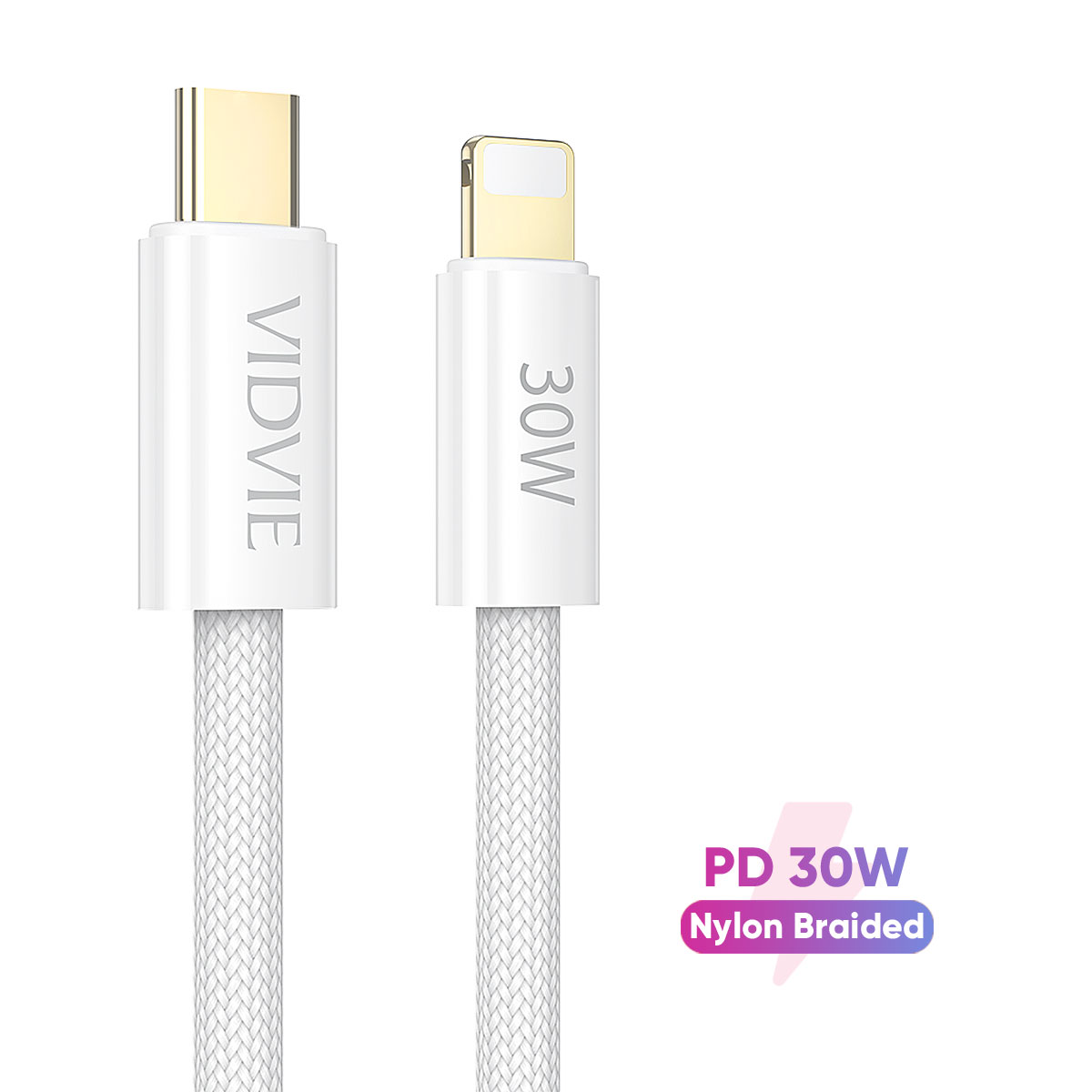 Cable 5A 100W ,.2m USB-C - USB-C VIDVIE CB493 white